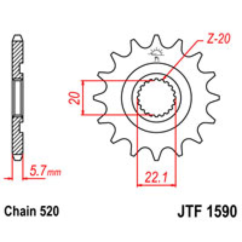 Купить Звездочка передняя JT Sprockets (шаг 520 ) JT JTF1590